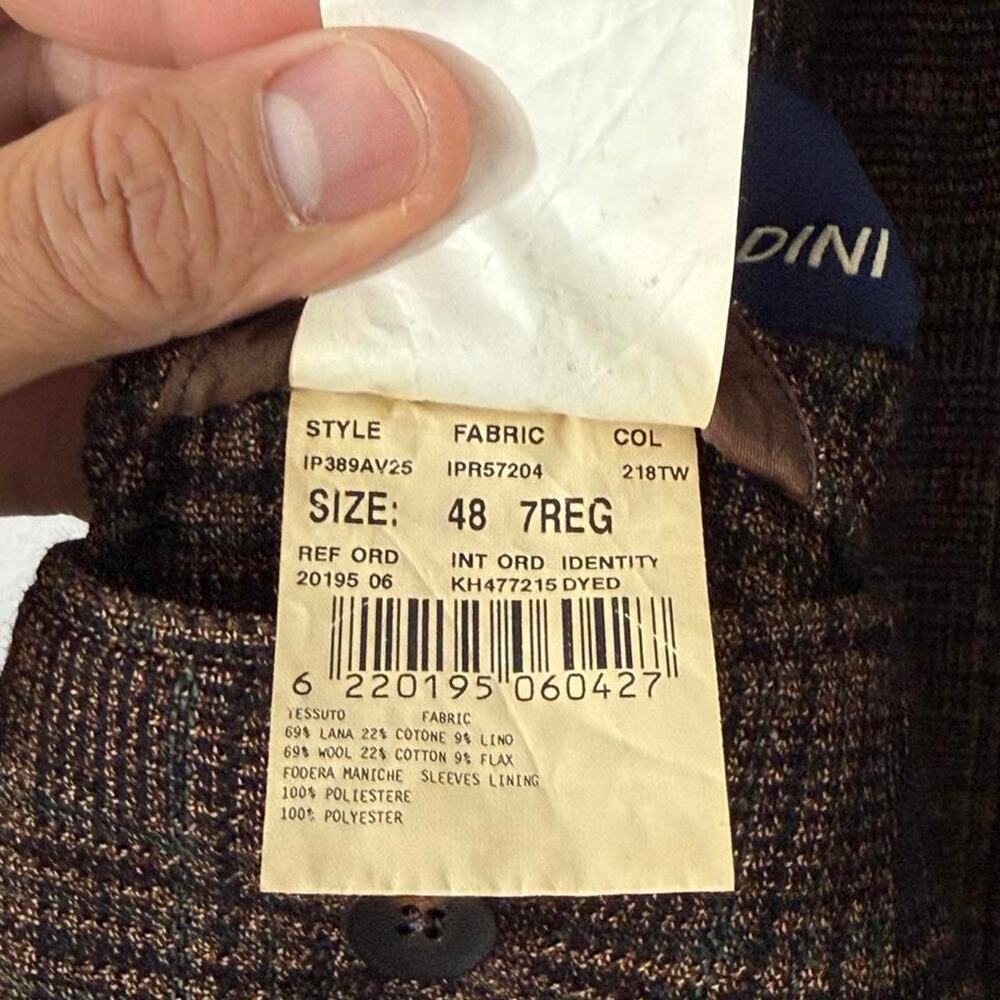 Lardini Made in Italy Brown Glen Plaid Wool Linen Blazer – Size 48 IT/ 38 US - Picture 6 of 6